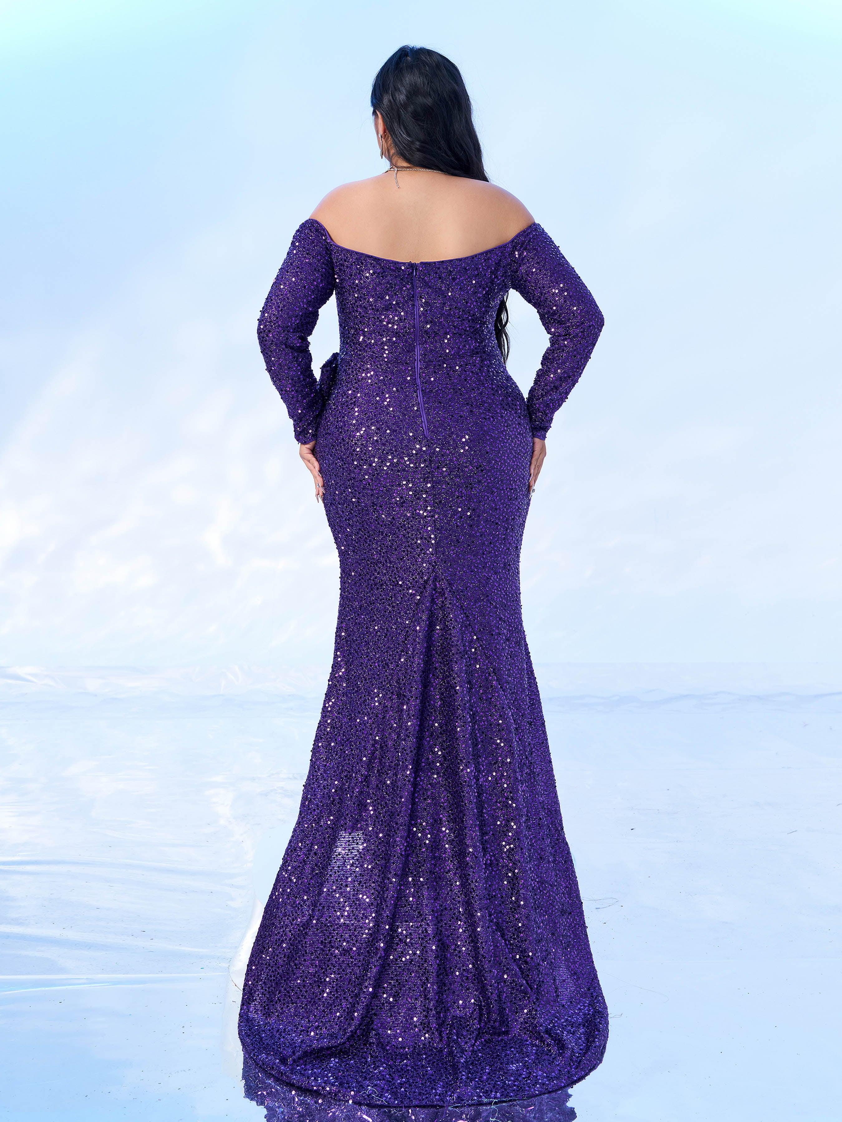 Plus Size Bow Knot Split Formal Dress