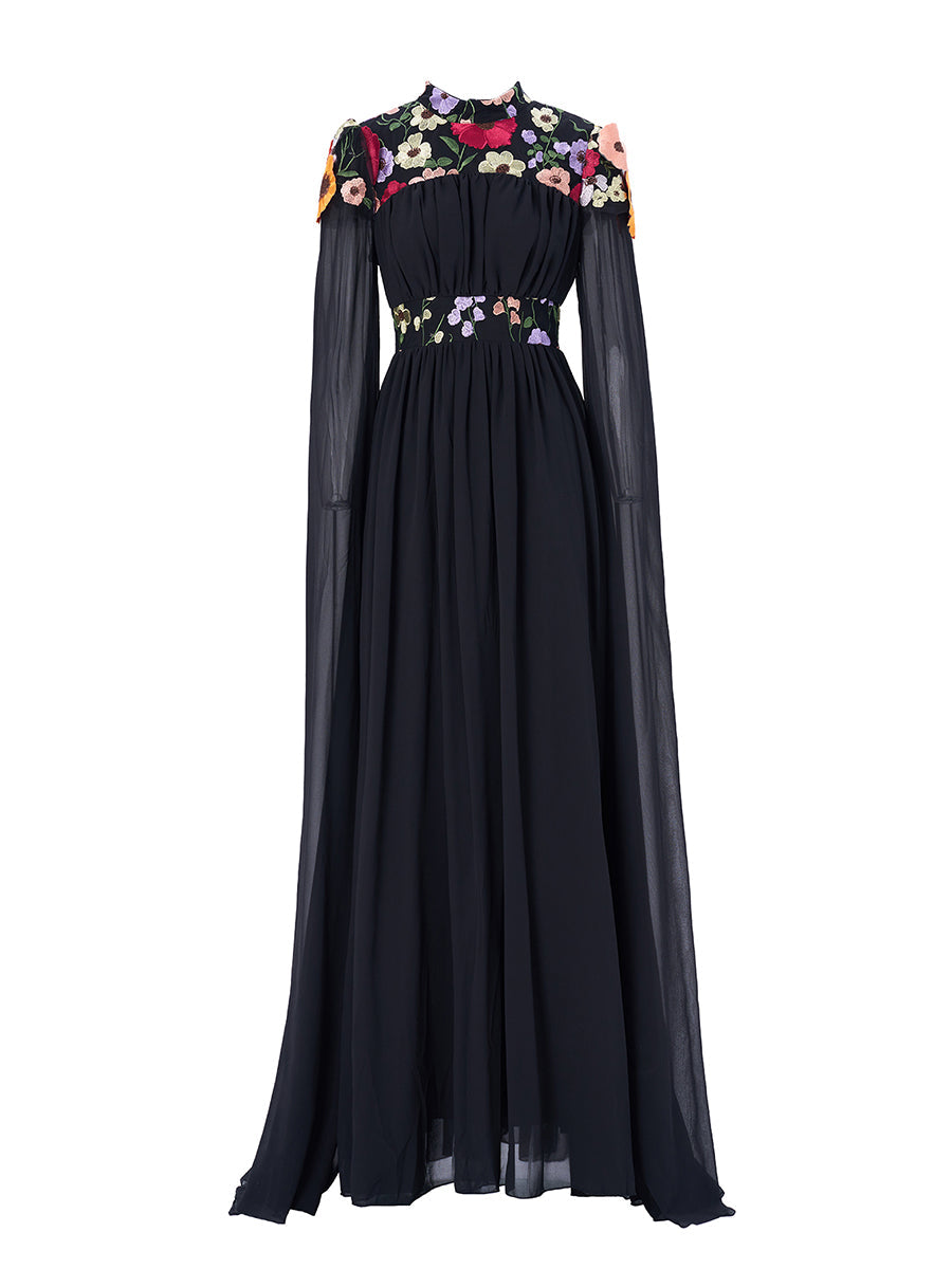 Stand Collar Embodied Tulle Dress
