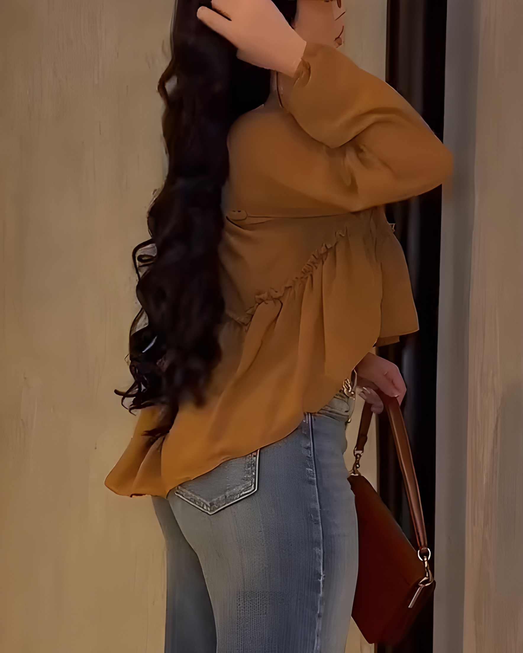 Chiffon Ruffle Long Sleeve Shirt
