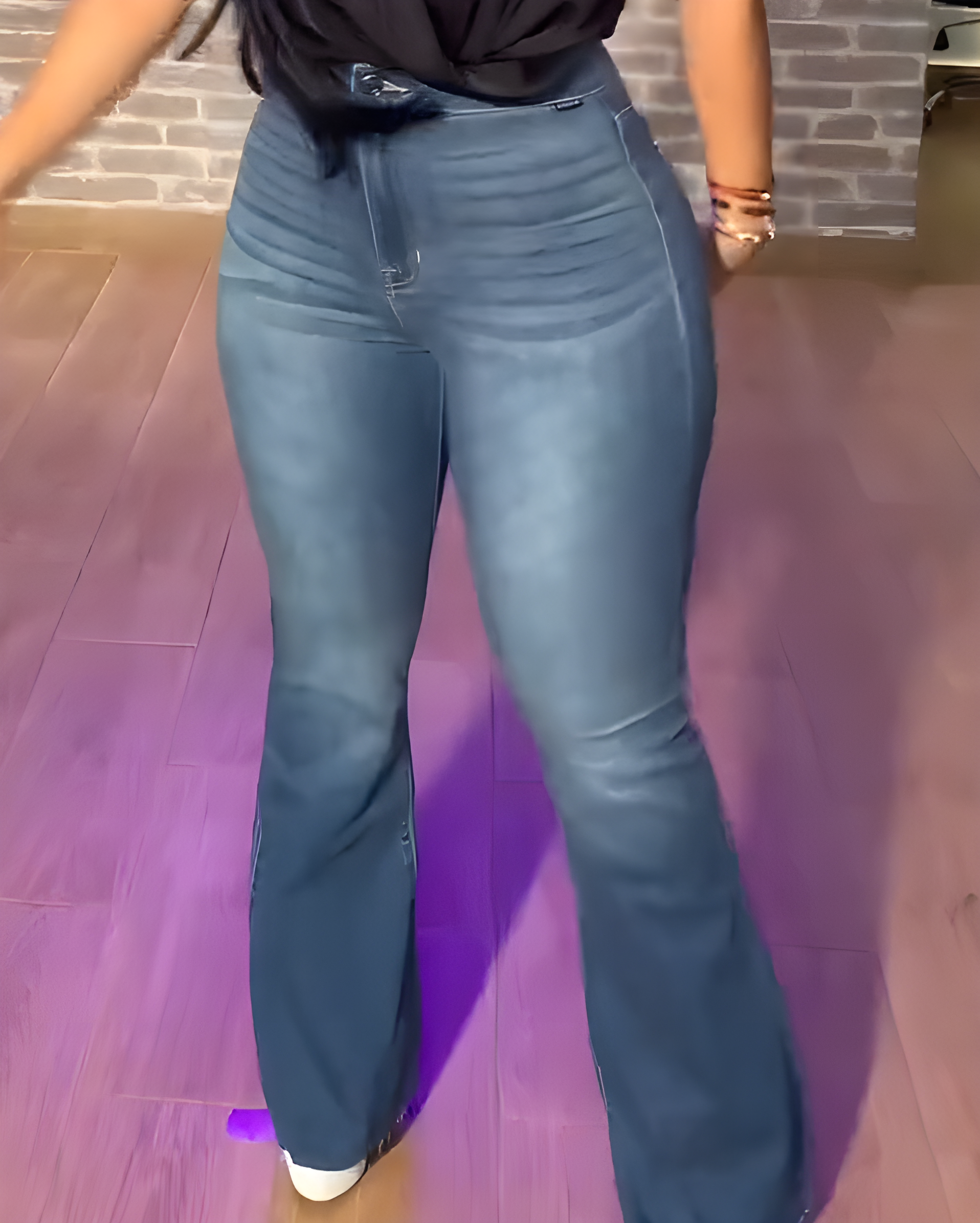 High Waist Skinny Denim Flared Pants