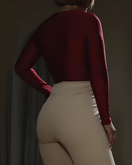 Draped Neck Long-Sleeved Top