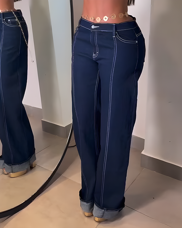 High-Waisted Straight-Leg Jeans
