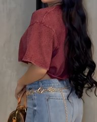 Shiny Rhinestone Short Sleeve T Shirt