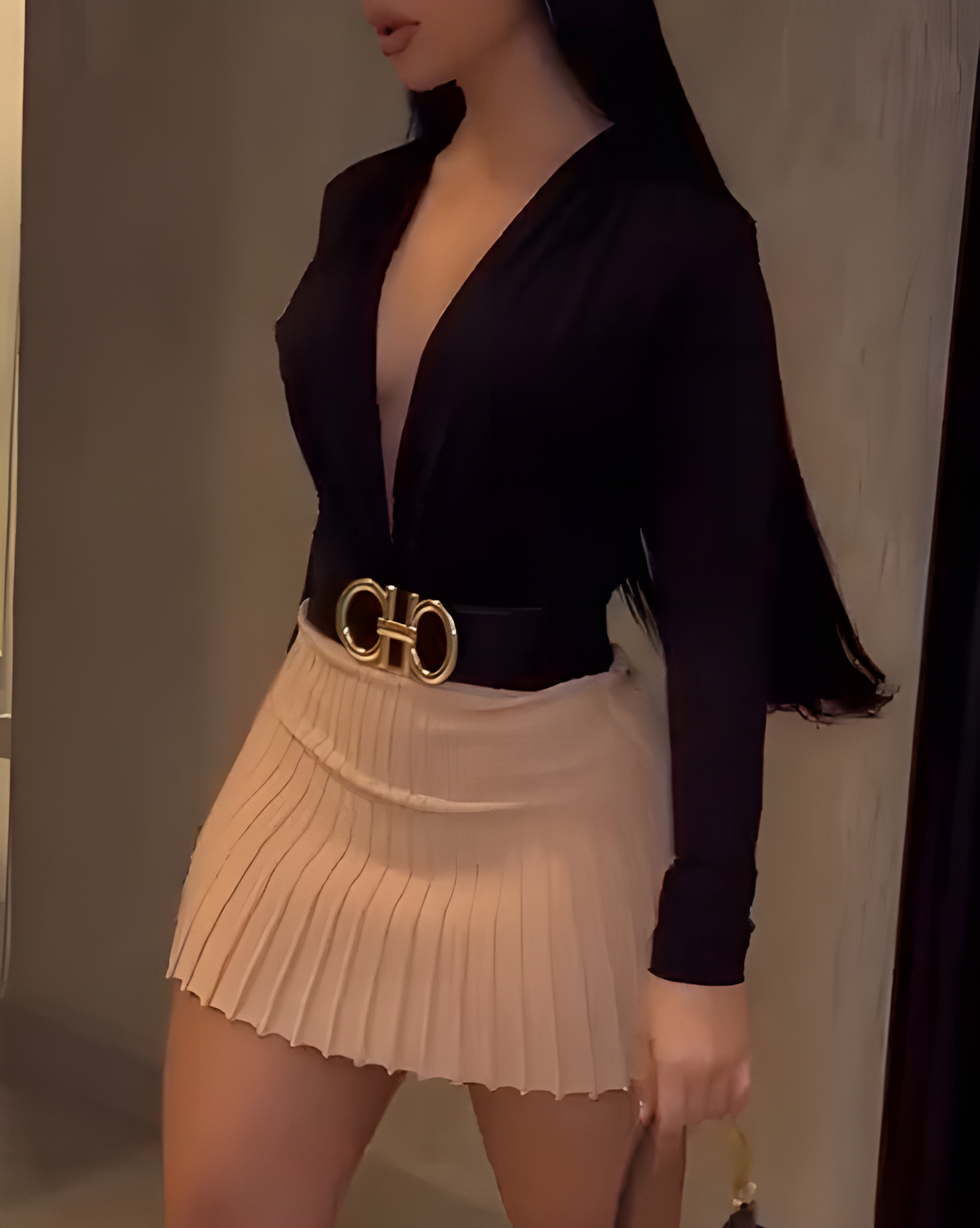Long-Sleeved Bodysuit Skirt 2-Piece Set