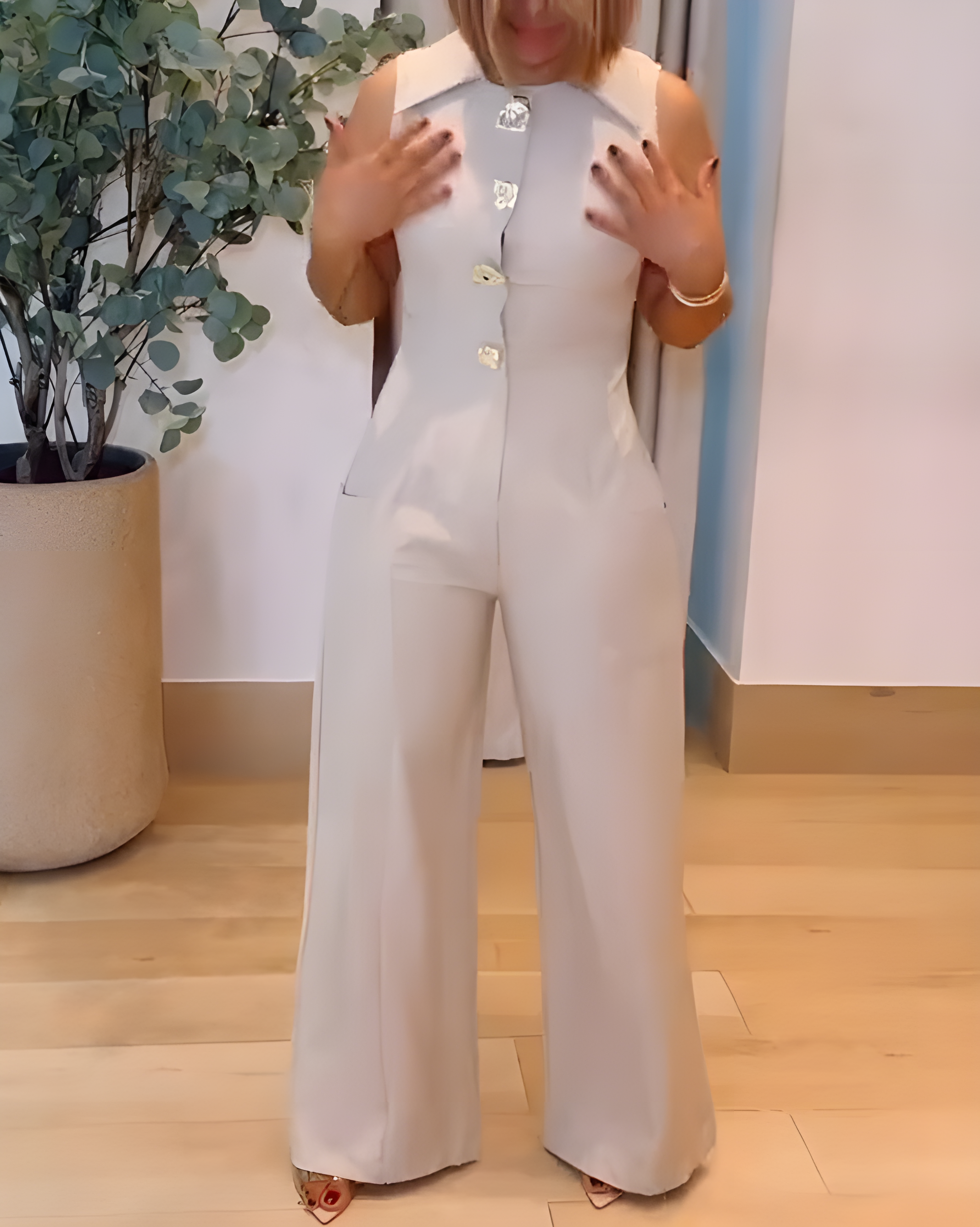 Sleeveless Slim Fit Wide Leg Jumpsuit