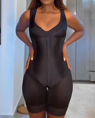Mesh Seamless V Neck Body Shaper
