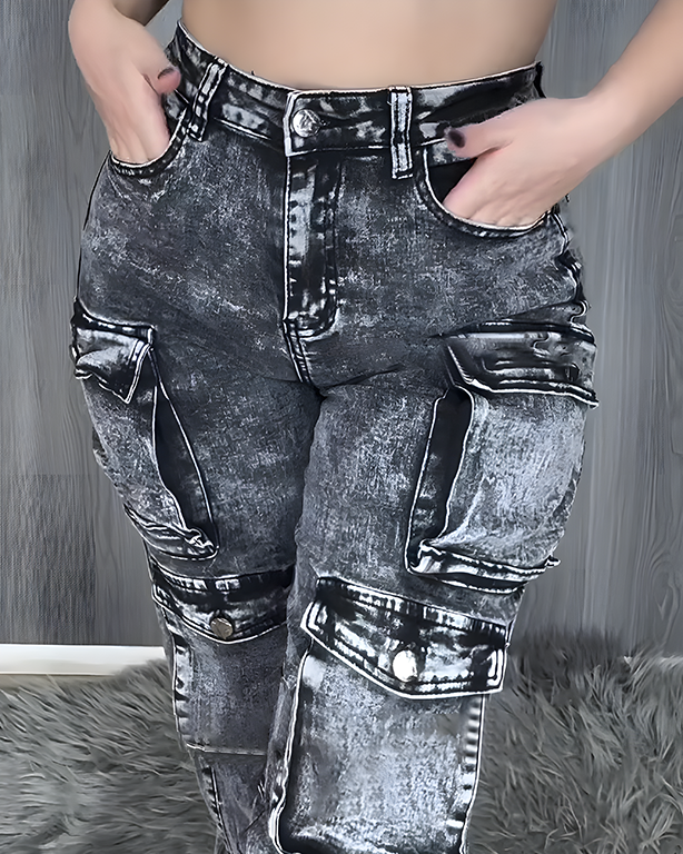 Cargo Style Hip Lift Skinny Jeans