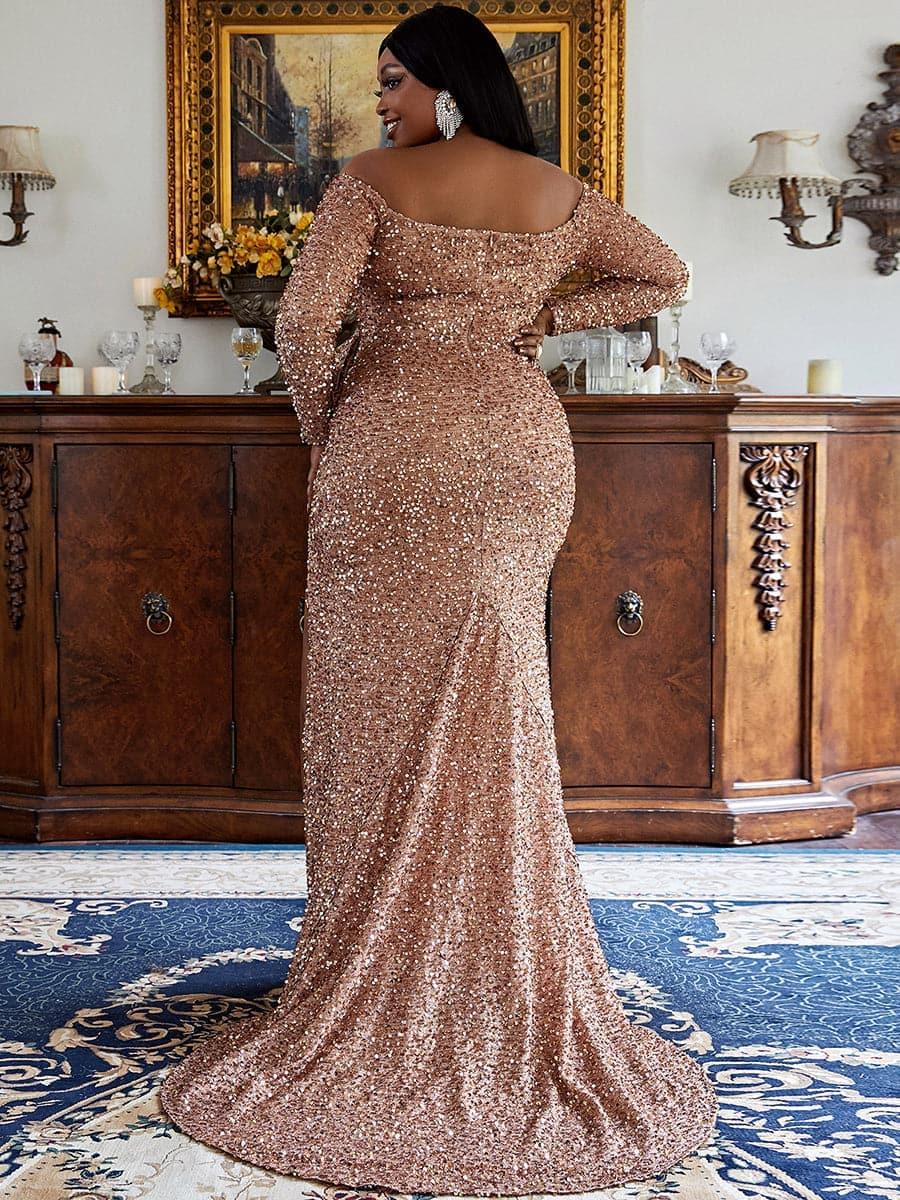 Plus Size Bow Knot Split Formal Dress