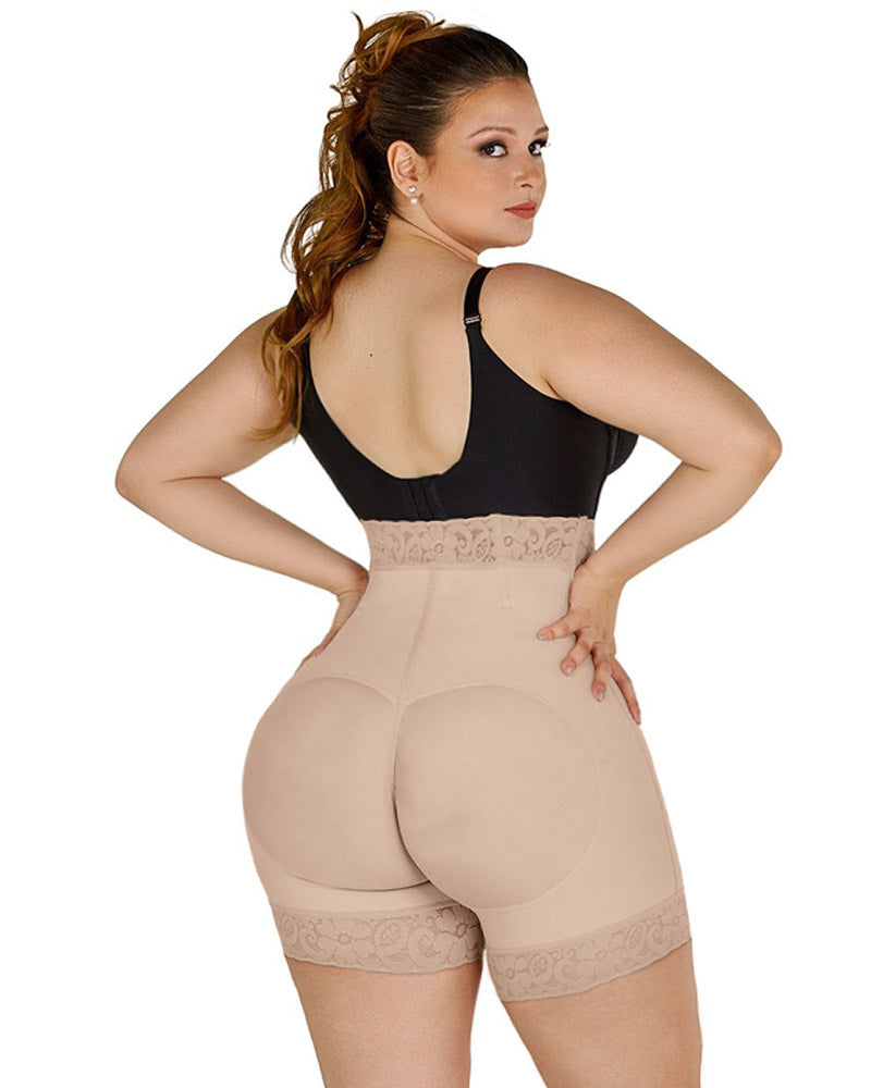 High Waist Front Zipper Booty Shaper Colombian Shapewear Short
