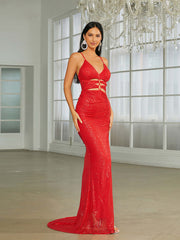 Open Back Cutout Red Prom Dress RA60004