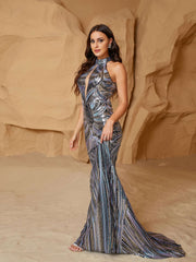 Cold Shoulder Cutout Sequin Dress