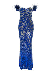 Off Shoulder Feather Mermaid Dress