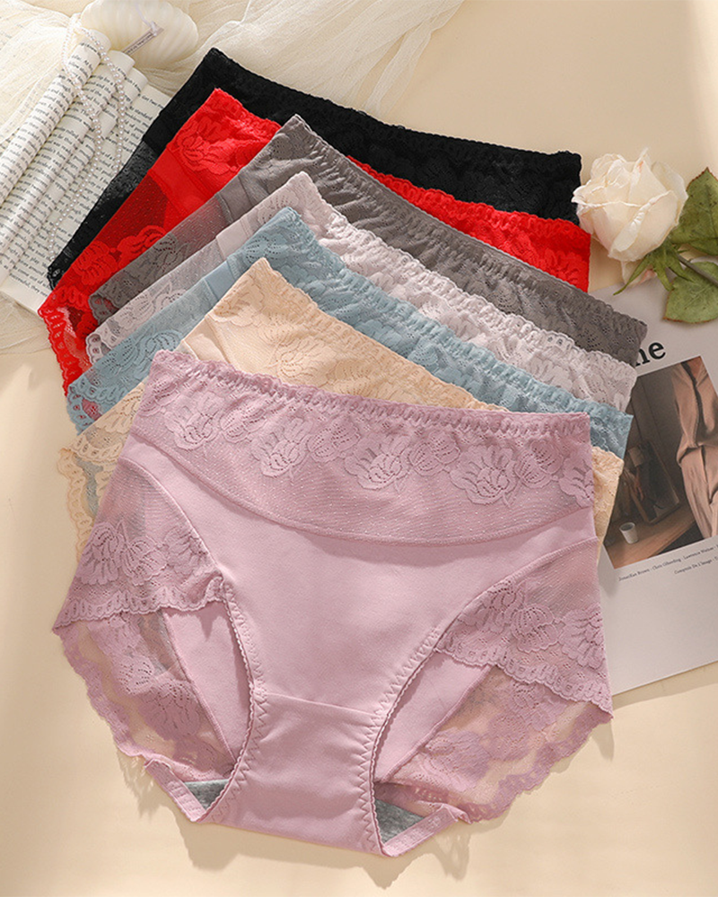Lace Breathable Plus Size Tummy Control Briefs