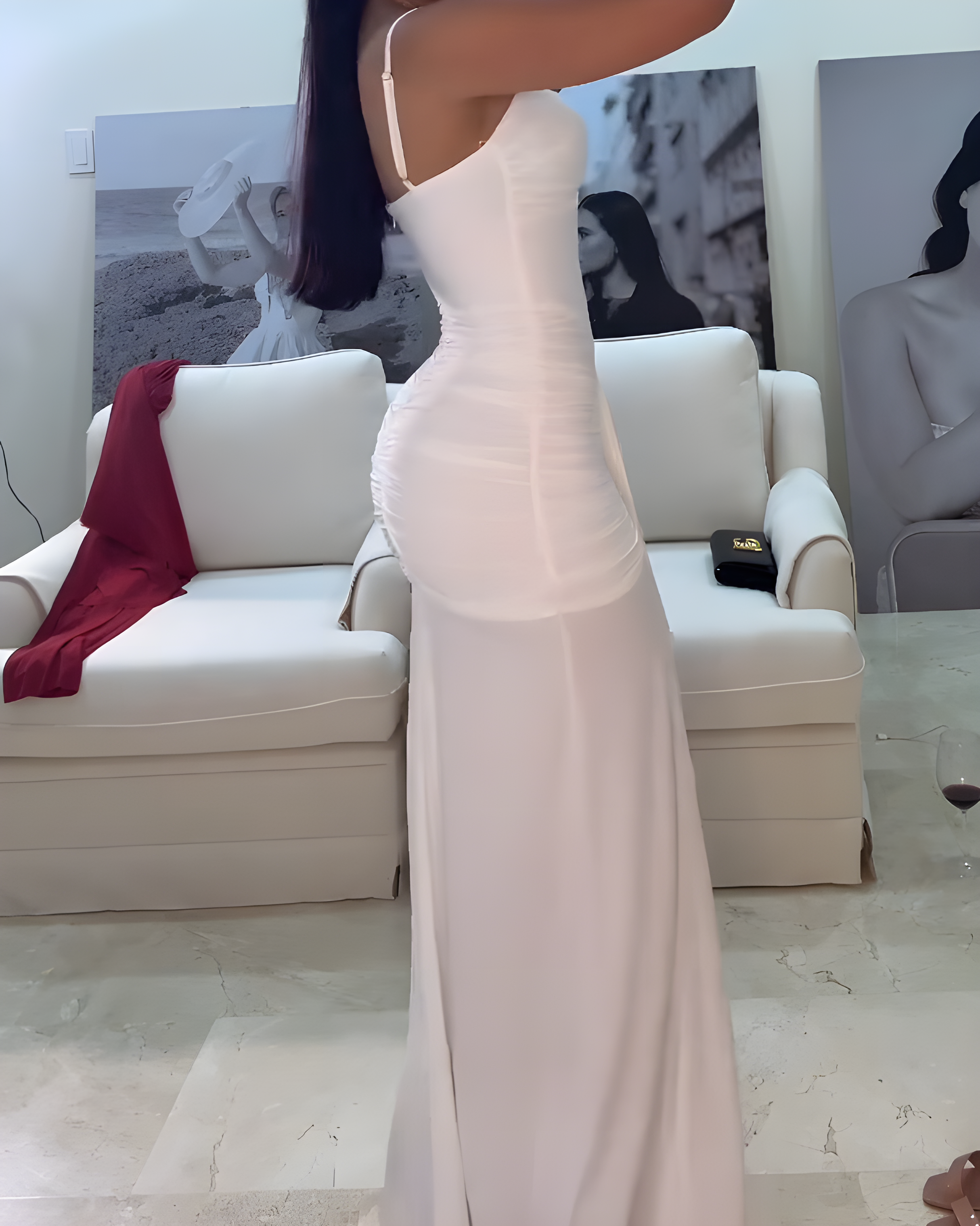 Mesh Slim Fit Slip Long Dress