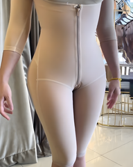 Front Zipper Open Chest Long Sleeve Tummy Control Body Shaper