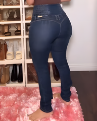 5-Row Button-Down Skinny Jeans