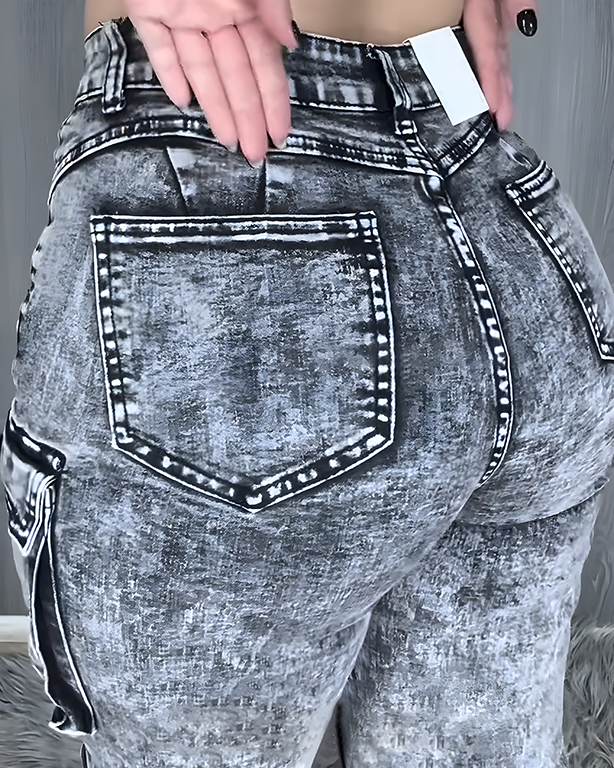 Cargo Style Hip Lift Skinny Jeans