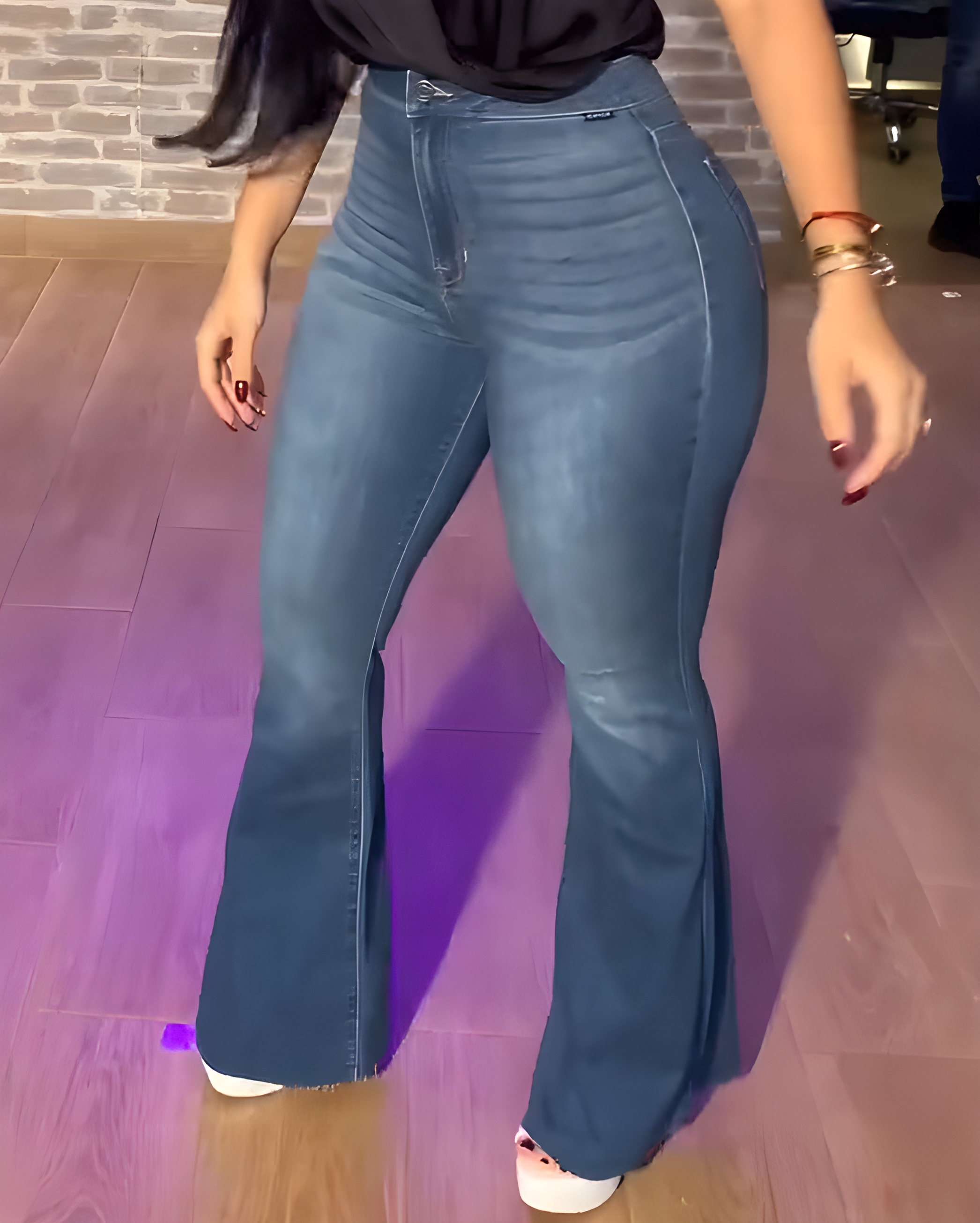 High Waist Skinny Denim Flared Pants