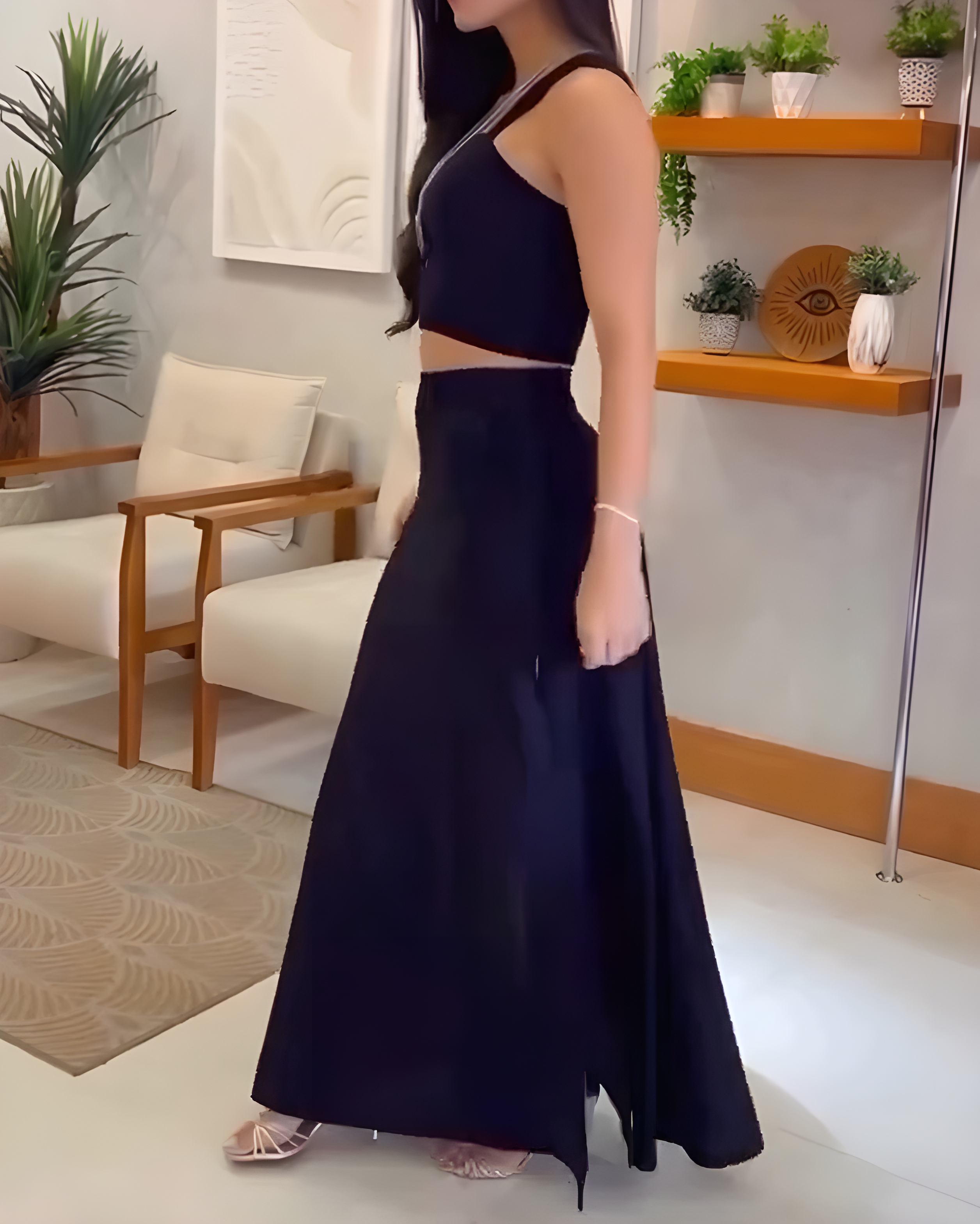 Sleeveless Slit Skirt 2-Piece Set