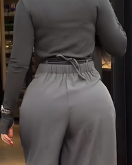 Slim Casual Wide-Leg Pants