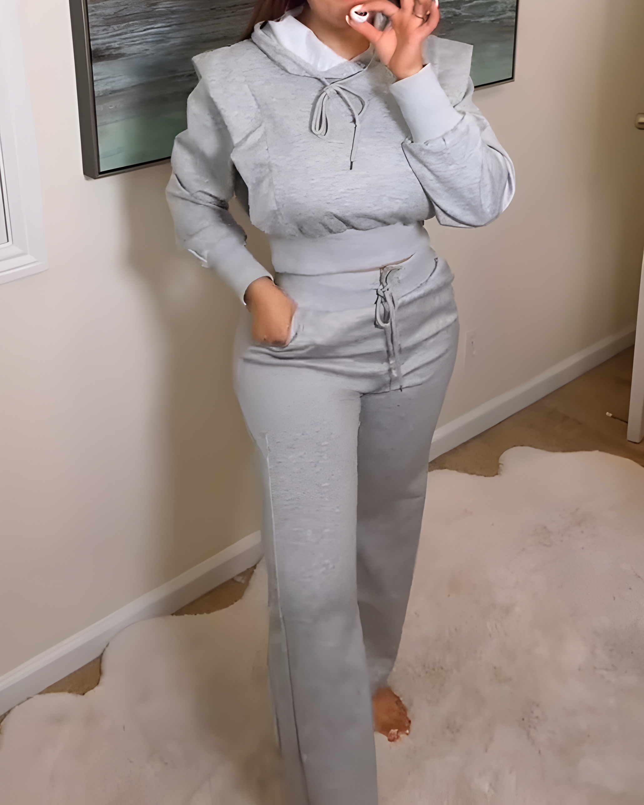 Hooded Sweatshirt Wide-Leg Two-Piece Set
