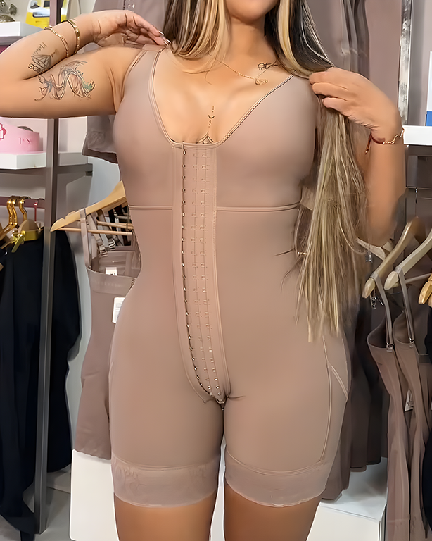 3-Rows Hook-and-Eye Sleeveless Tummy-Control Full-Body Shaper