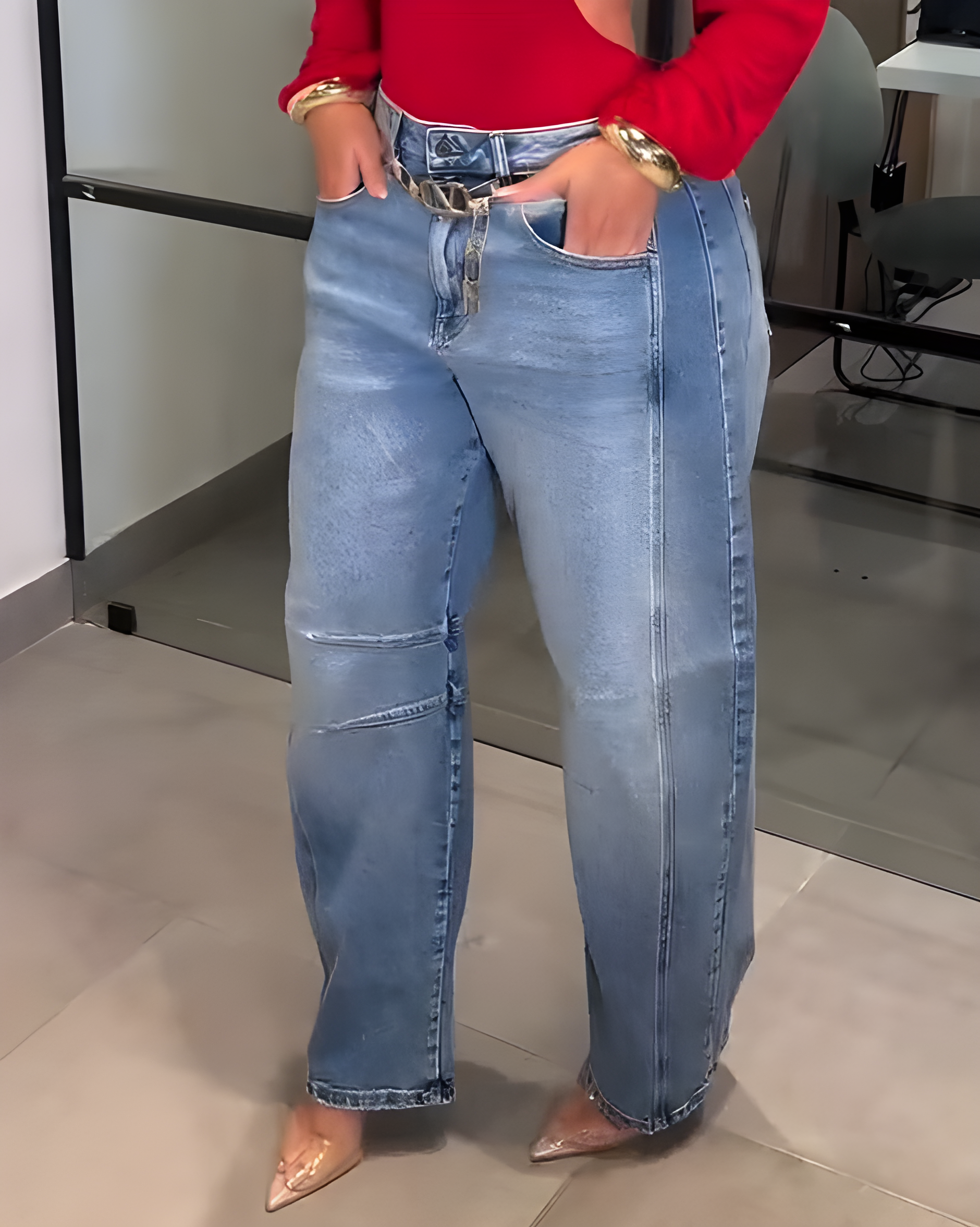 High Waist Slim Fit Harem Jeans