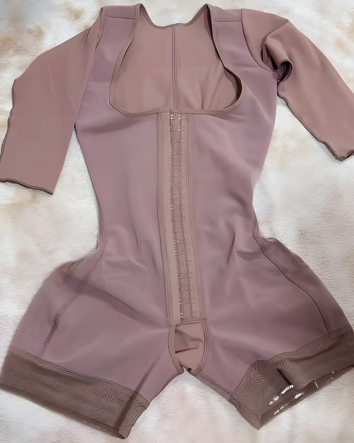 Mid-Length Sleeve Hook Eye Abdominal Compression Shapewear