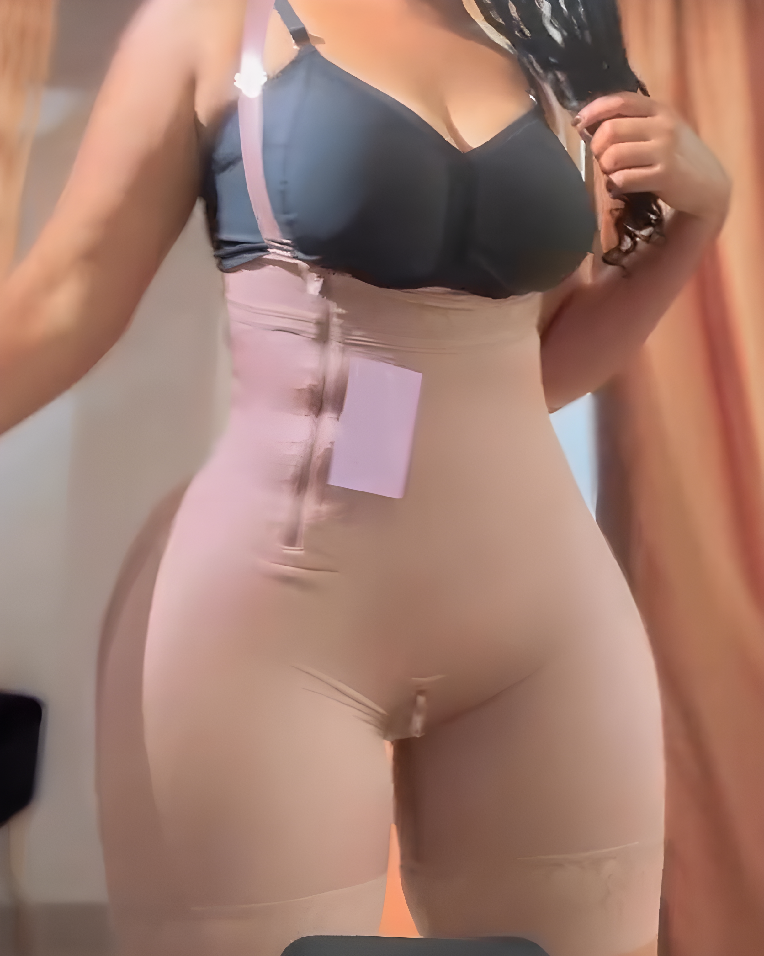 Lace Trim Side Zipper Open Bust Shapewear
