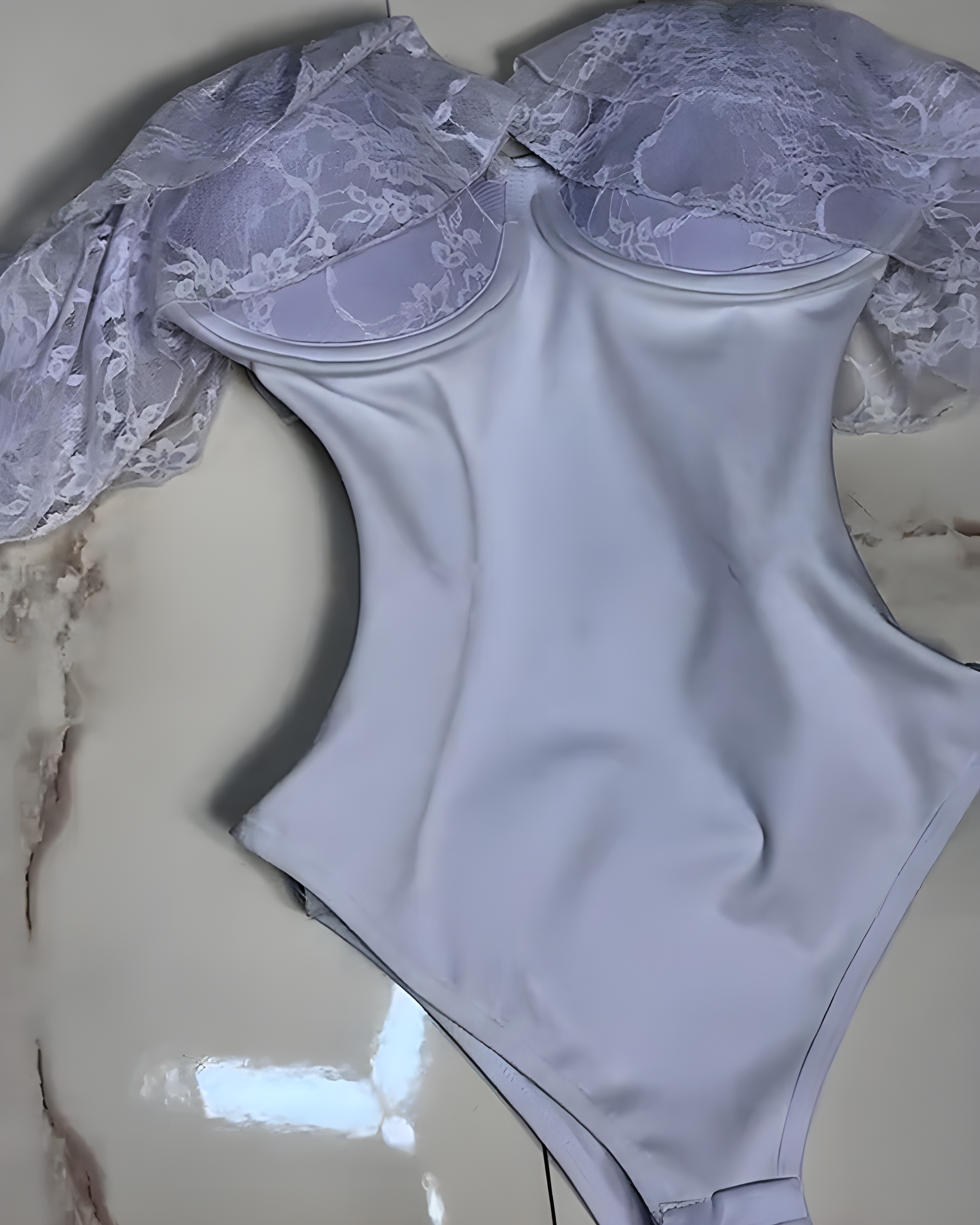 Lace Back Tie Tummy Control Thong Bodysuit