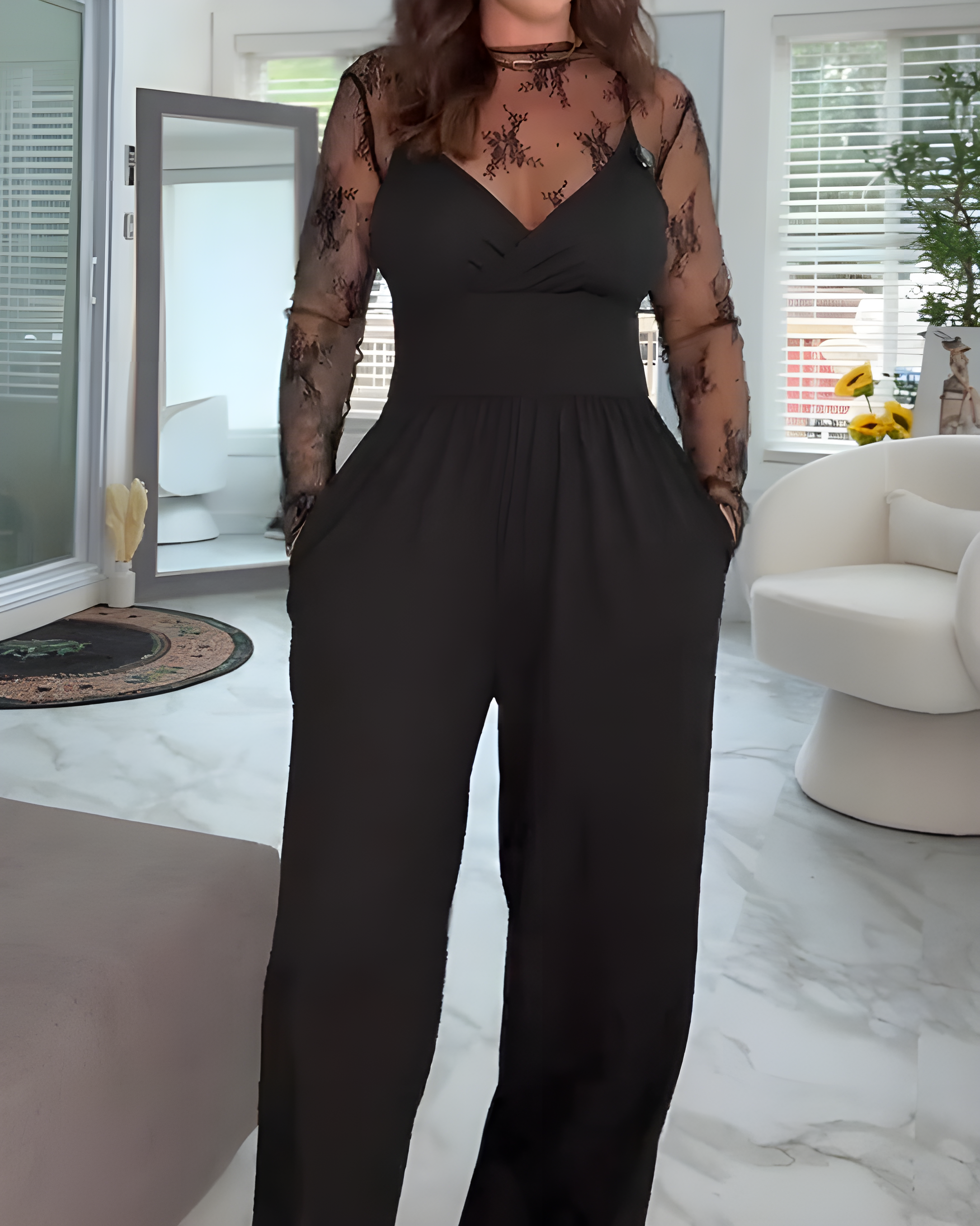 Slim Fit Wide-Leg Jumpsuit Two-Piece Set