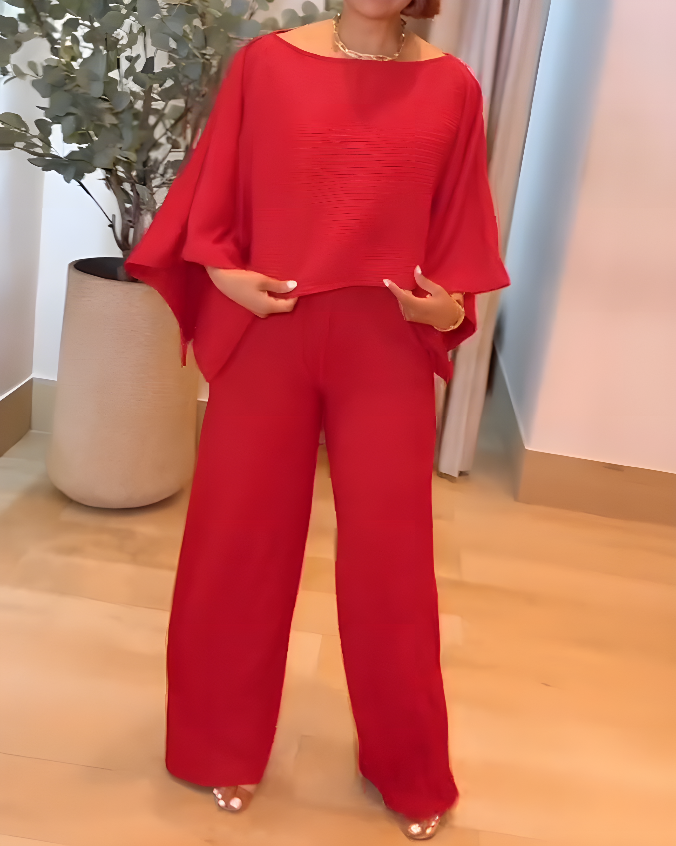 Off-Shoulder Top Wide-Leg Pants Casual Set