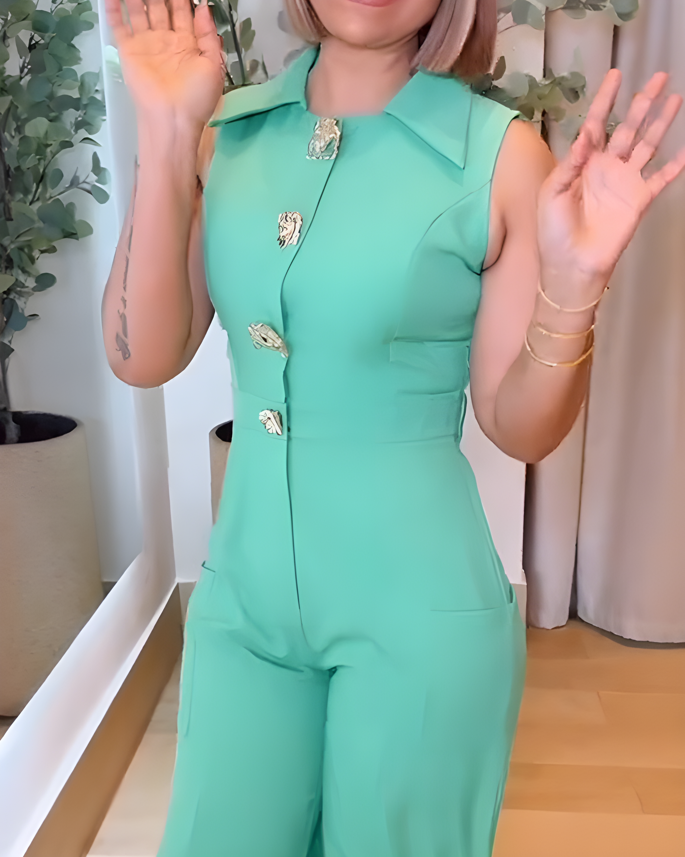 Sleeveless Slim Fit Wide Leg Jumpsuit