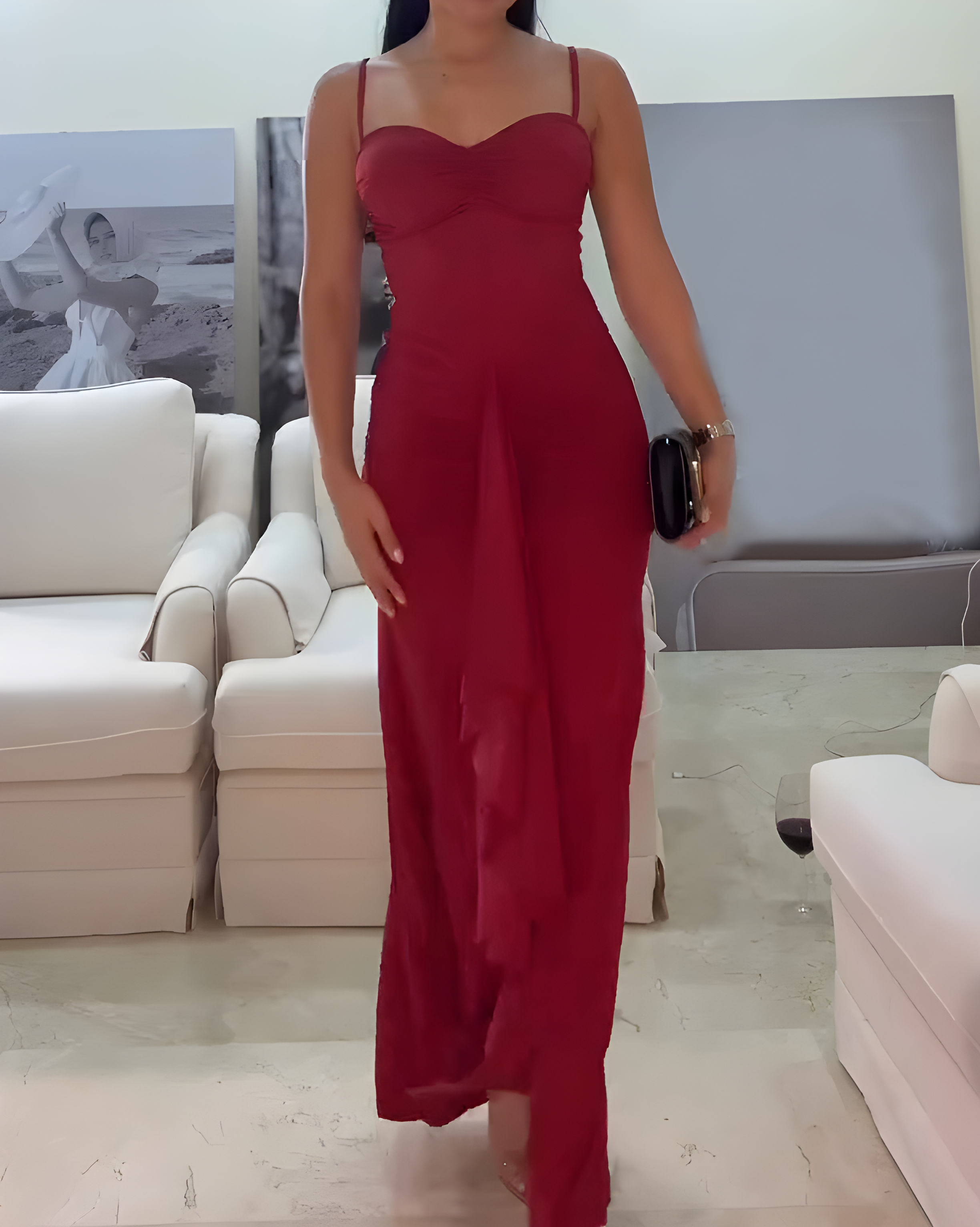 Mesh Slim Fit Slip Long Dress