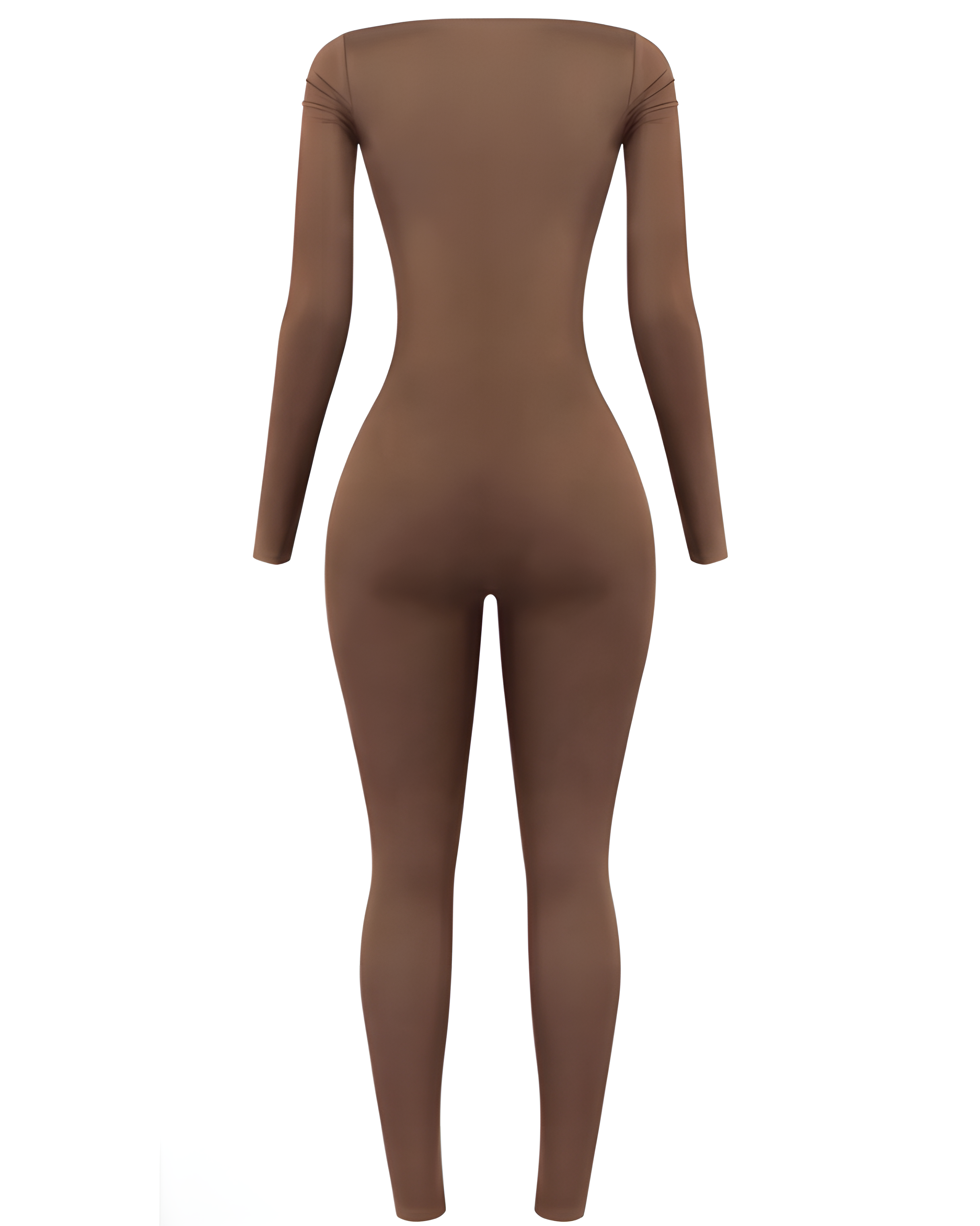 Seamless Square Neck Long Sleeve Bodycon Jumpsuit