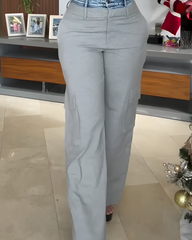 Patchwork Cargo Wide Leg Pants