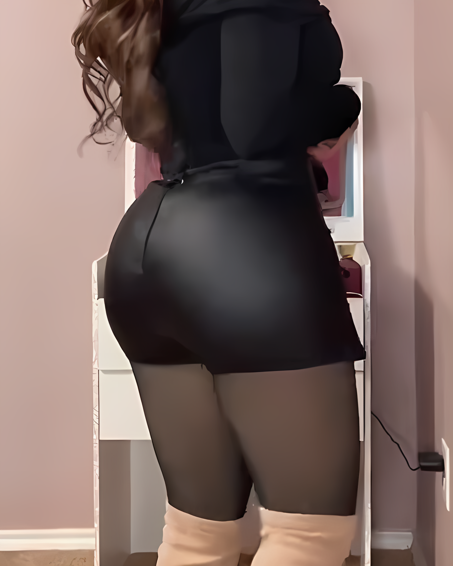 Slim-Fit Front Slit Leather Skirt Shorts