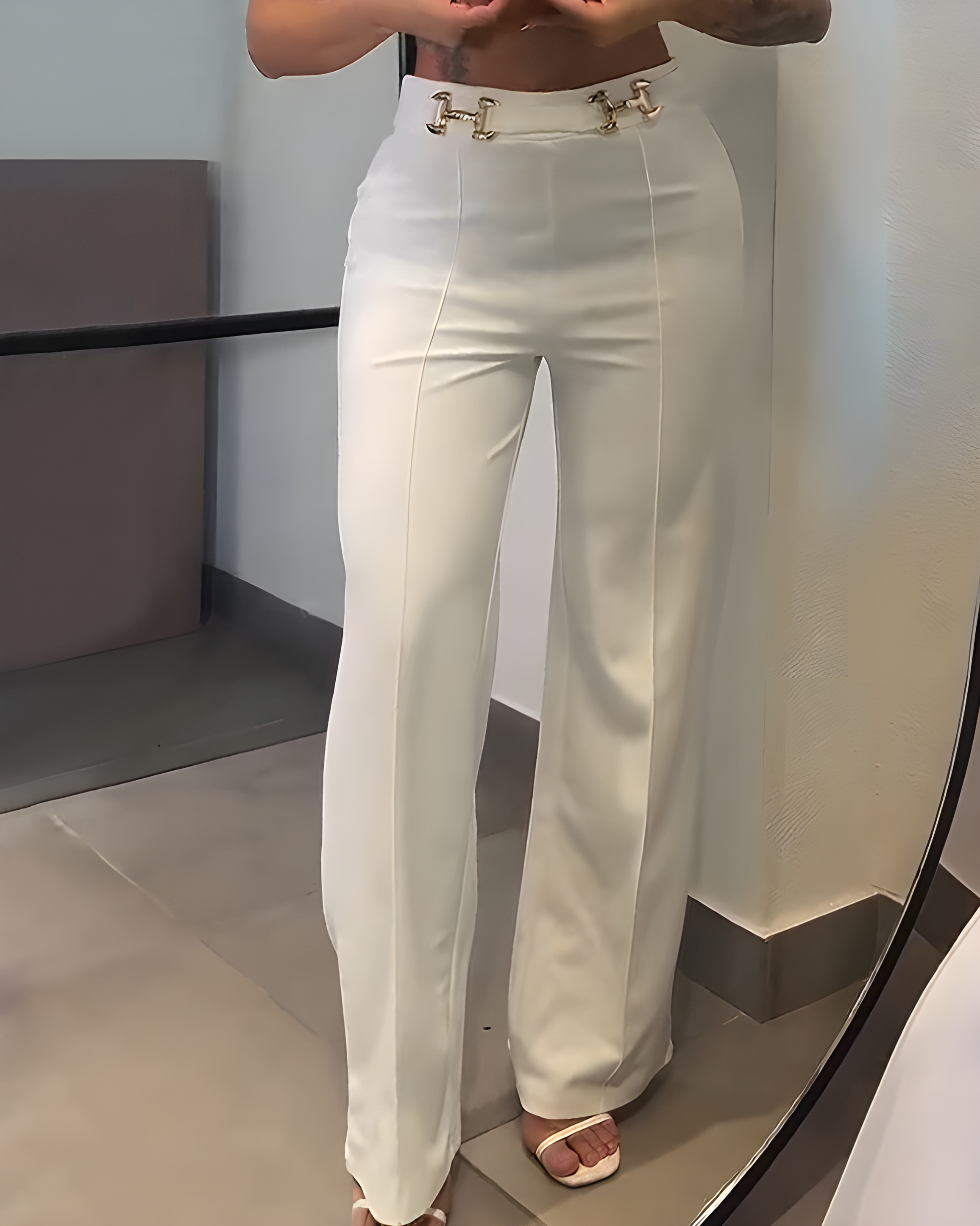 Slim High Waist Casual Straight Pants