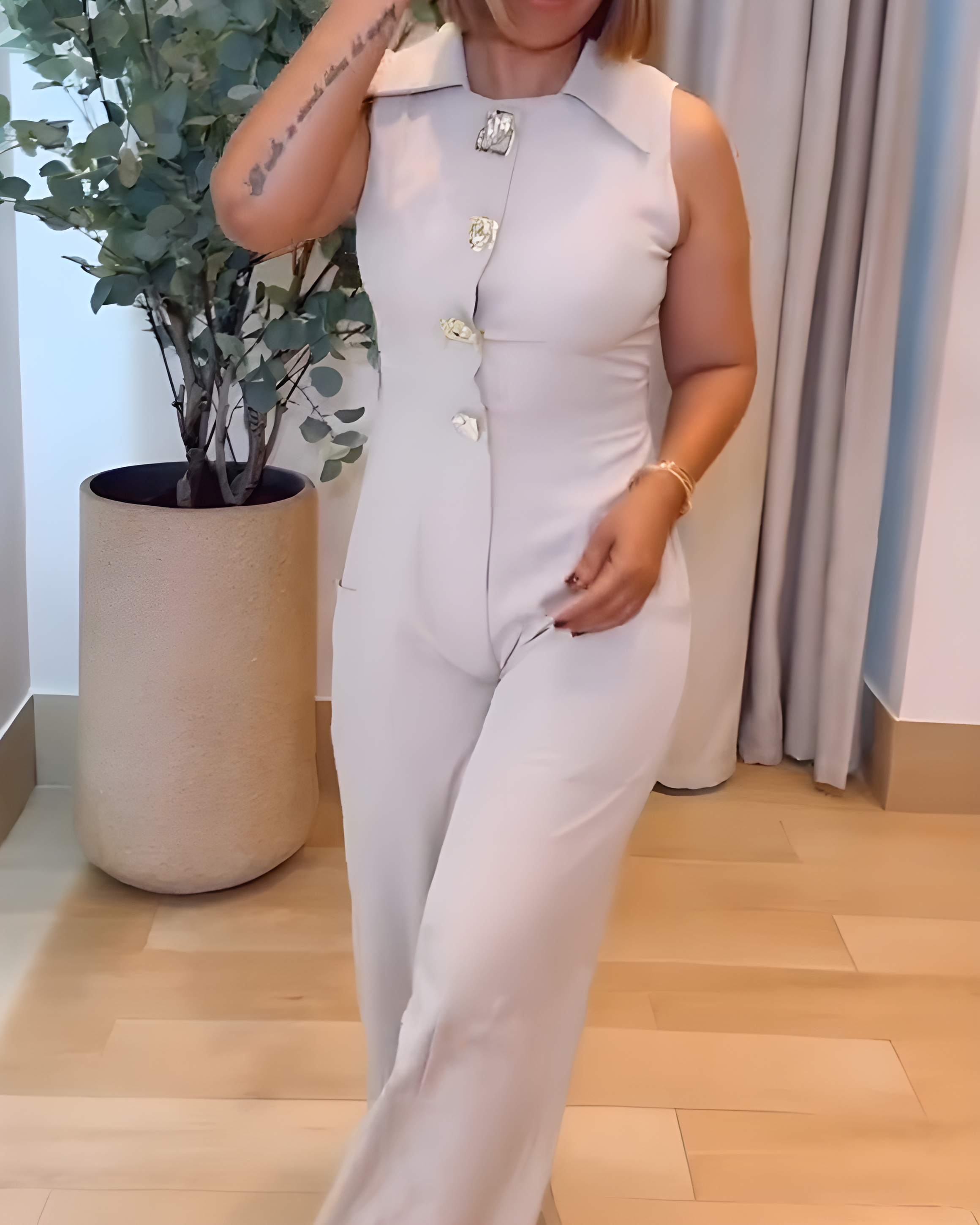 Sleeveless Slim Fit Wide Leg Jumpsuit