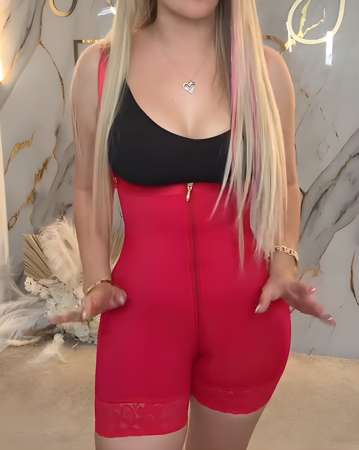 Front Zipper Tummy Control Shaper with Straps
