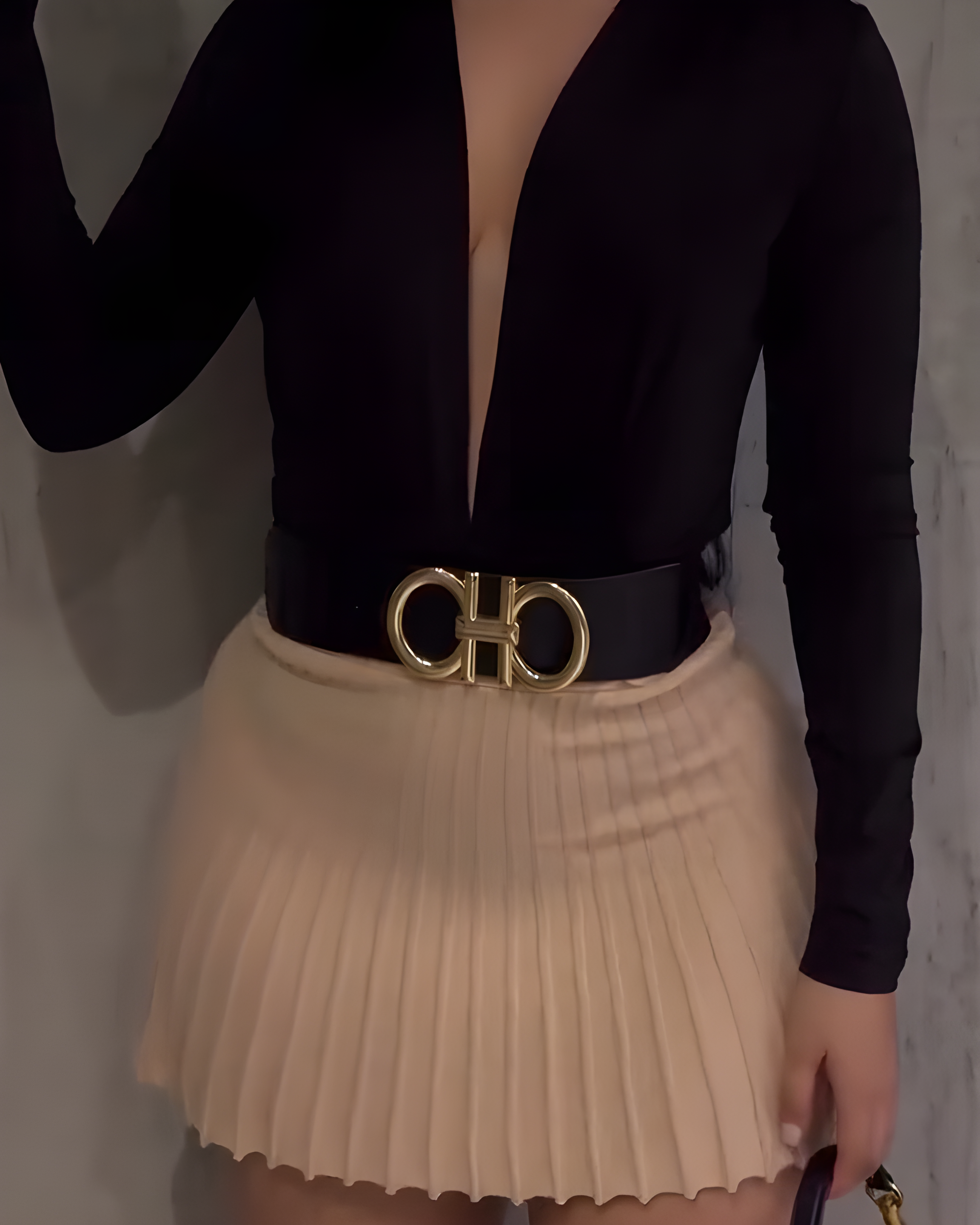 Long-Sleeved Bodysuit Skirt 2-Piece Set