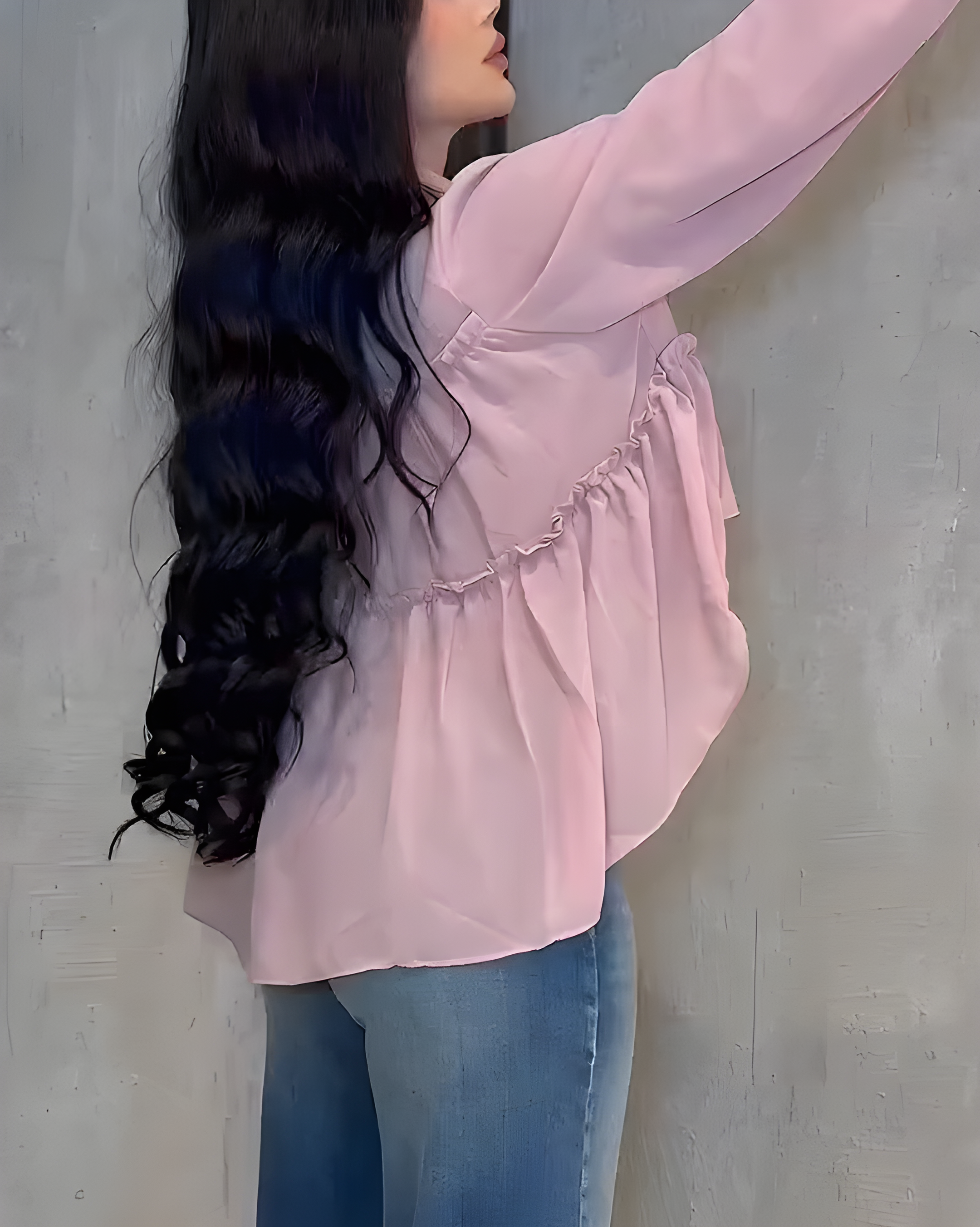 Chiffon Ruffle Long Sleeve Shirt