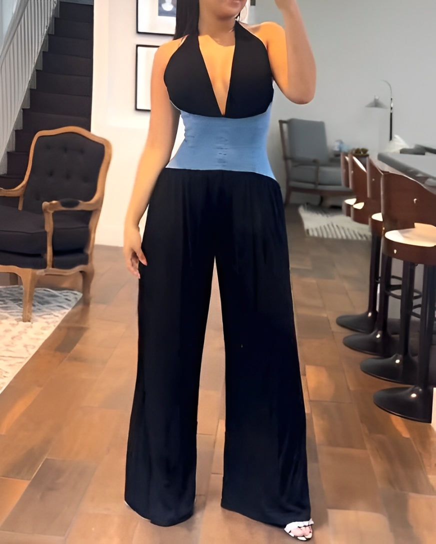 Halter Neck Waist Wide Leg Jumpsuit