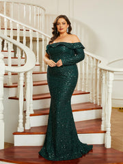 Plus Size Strapless Off Shoulder Backless Mermaid Evening Dress