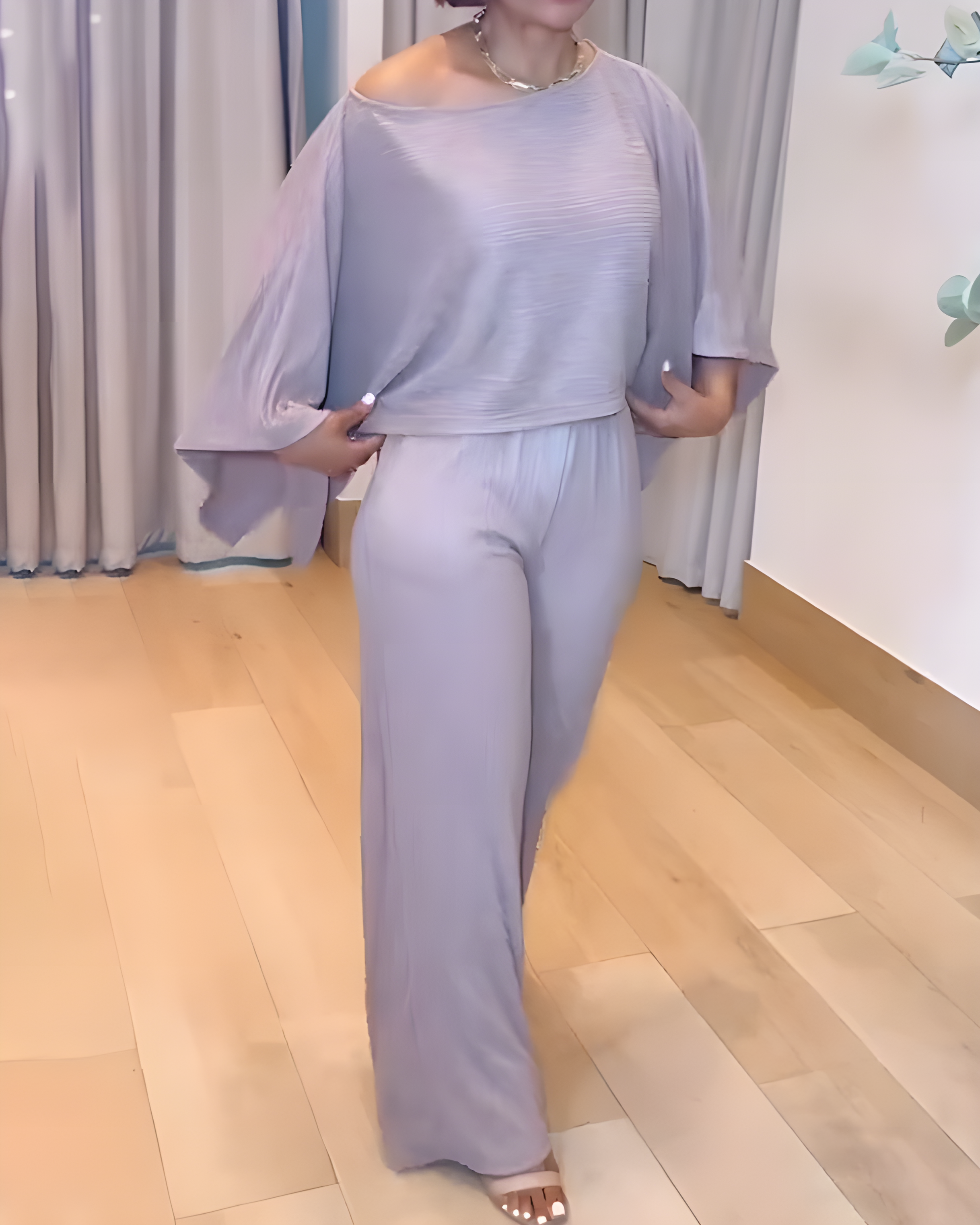 Off-Shoulder Top Wide-Leg Pants Casual Set
