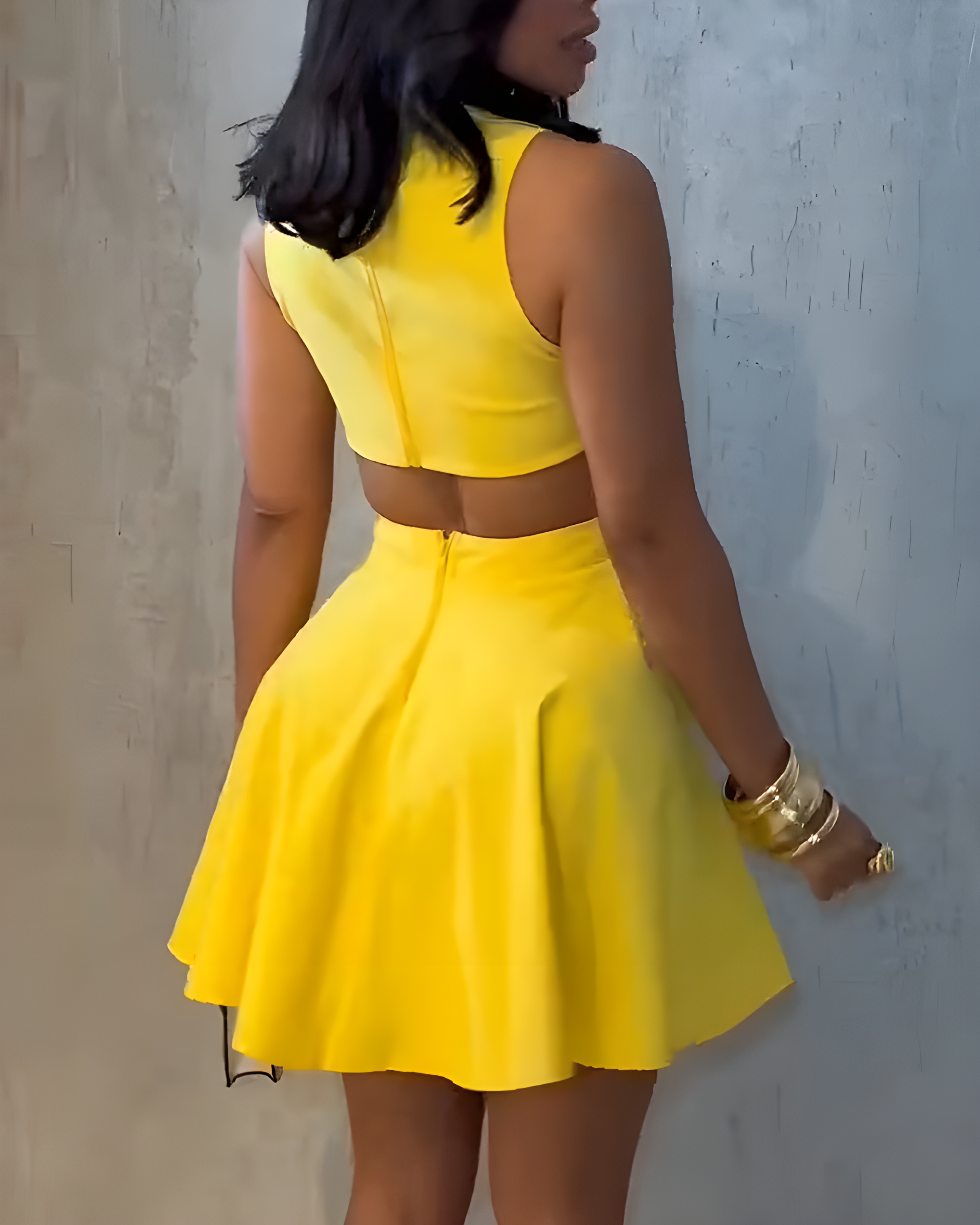 Lapel Slimming Cutout Dress