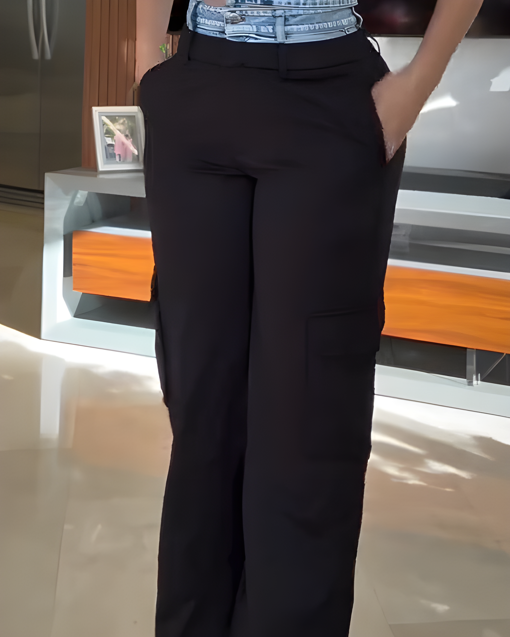 Patchwork Cargo Wide Leg Pants