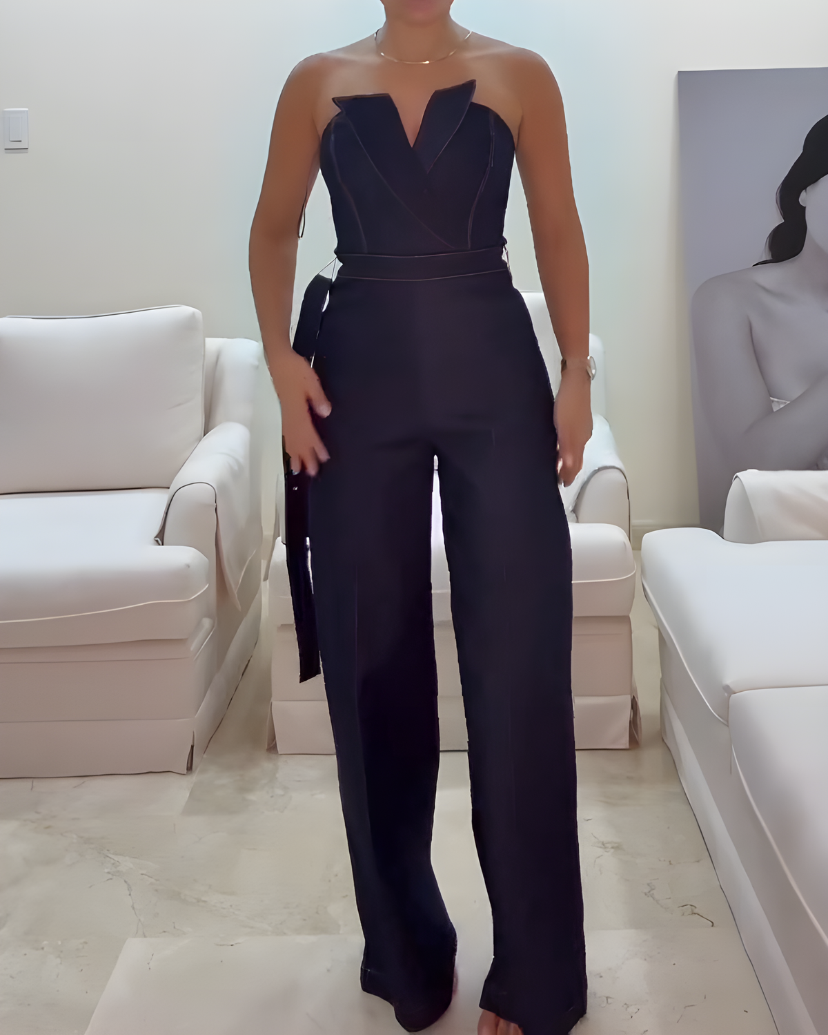 Bandeau Sleeveless Denim Slim Jumpsuit