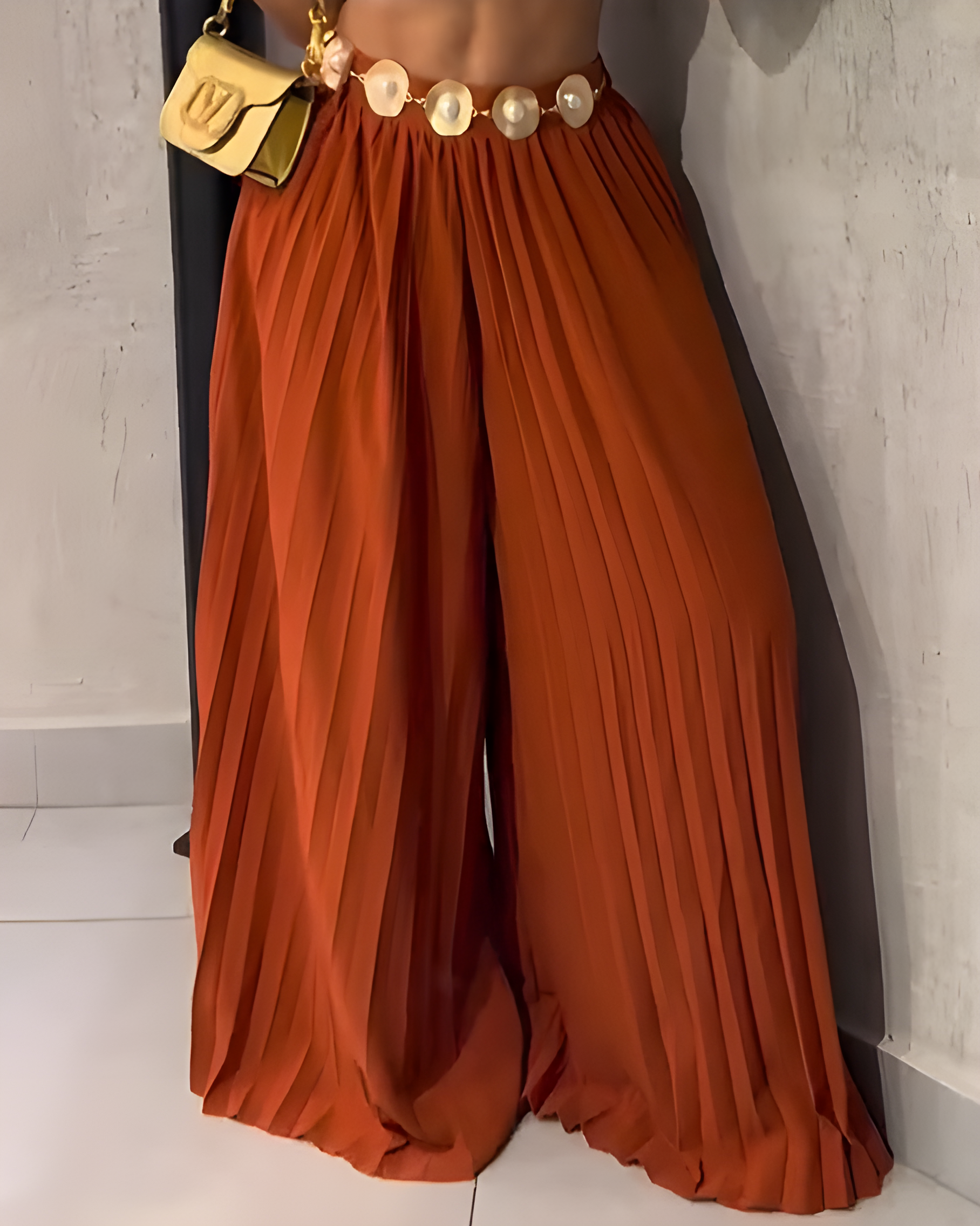 Casual Ruched Wide-Leg Pants