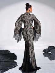 Long Sleeve Lace Evening Dress